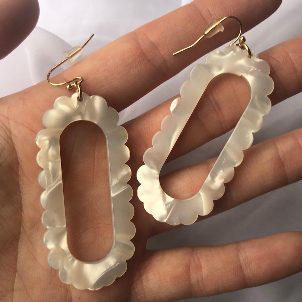 White Acrylic Hoop Earrings